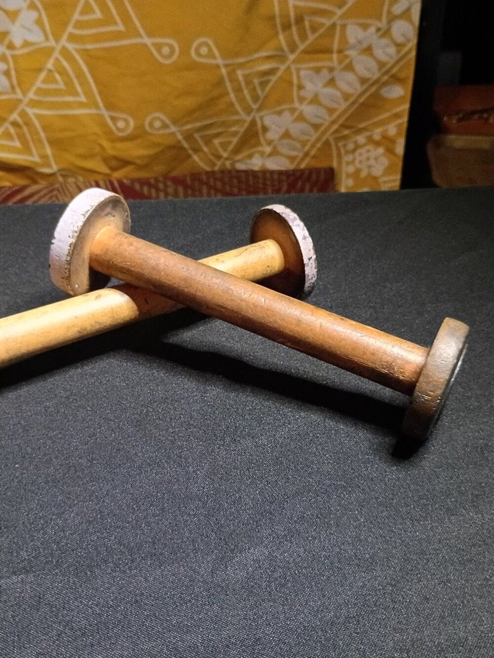 vintage wooden textile spools